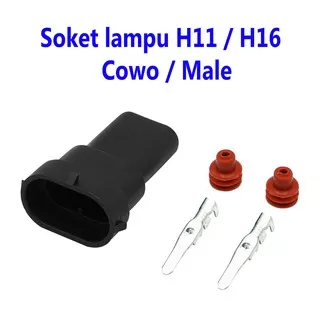 Soket lampu H11 / H16 Cowo Male