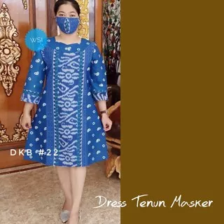 New Dress Tenun Kombinasi Batik Lengan 7/8 Gratis Masker/WSI