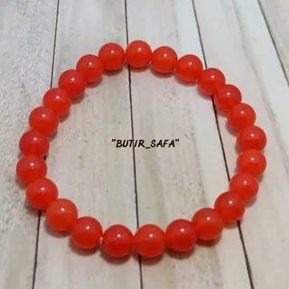 GELANG BATU ORANGE AGATE PAPARACA COLOR 8MM NATURAL BATU ALAM ASLI