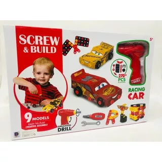 MAINAN MOBIL BONGKAR PASANG NEW SCREW AND BUILD / Mainan Edukasi Anak Montir Mobil Cars TOOL SET