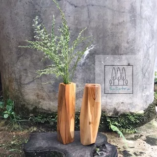 Vas bunga kayu vas kayu pot kayu jati KK1