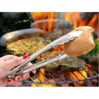 Capit Makanan Stainless Tongs Snack Penjepit Capit Jepit Makanan Kue Gorengan Panggangan Grill BBQ S