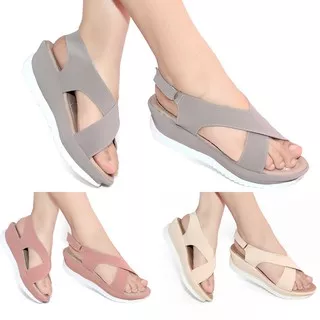 Sepatu Sandal Wanita Tali Silang Casual Cewek Santai Cantik Sendal Platform Perempuan Mulan BPS-03