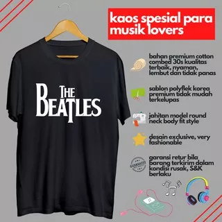 Kaos Distro Pria Wanita Band The Beatles Musik Rock n Roll Favorit Lengan Pendek Keren John Lennon