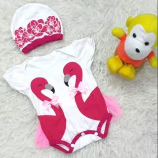 Jumper tutu angsa/ Fashion anak bayi perempuan baju jumper bayi cewek jumper angsa topi pink