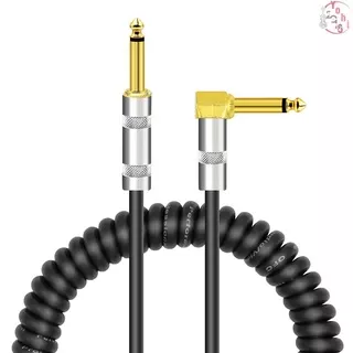 ?Curly Musical Instrument Audio Guitar Cable Cord 1/4 Inch Straight to Right-angle Gold-plated TS Plugs PU Jacket for Electric Guitar Bass Mixer Amplifier Equalizer Max. 3 Meters Usage Length