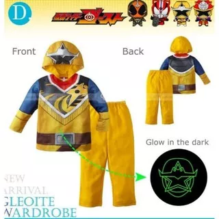 Pajamas GW glow in the dark + mask anak cowok power rangers yellow