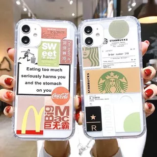 i.case_store IPHONE CASE MOTIF STARBUCK BIG MAC SBUX CASING IPHONE BRANDED CASING IPHONE KEREN IPHONE 6 6S 6+ 6S+ XS MAX 11 PRO MAX 12 PRO MAX TRANSPARENT PILLOW CASE IPHONE WITH BUMPER COOL BRANDED DESIGNDESIGN