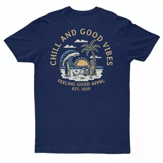 Feeling Good T-Shirt Chill And Good Vibes / Navy