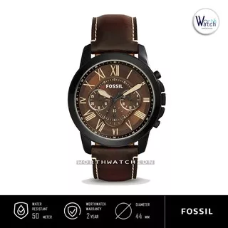 Jam Tangan Fossil Pria FS5088 FS 5088 Grant Chronograph Dark Brown Leather Original