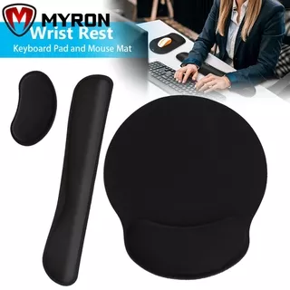 MYRON Black Keyboard Pad Smooth Memory Foam Mouse Mat Ergonomic Mice Mat Comfortable Wrist Support Wrist Rest