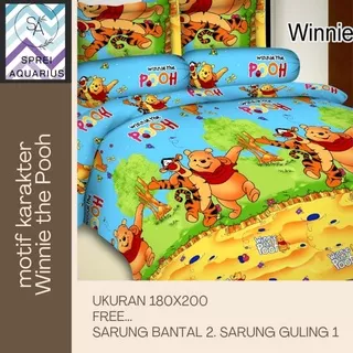 BISA COD sprei karakter Winnie the Pooh ukuran 180x200/ sprei Homemade/ sprei berkualitas/ sprei kintakun/ sprei set bedcover/ sprei Bonita