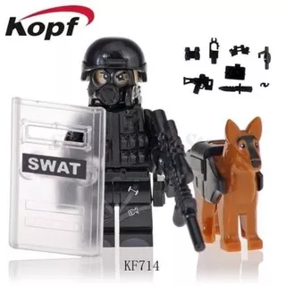 Lego swat plus dog variant NO DUS polisi tentara militer police army Bootleg mainan anak soldier