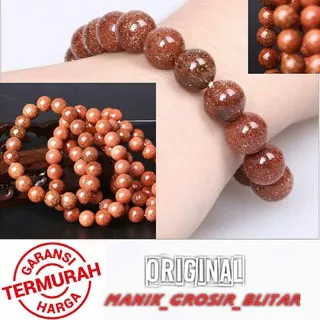 Gelang Batu Alam Pria Wanita Cowok Cewek Akik Pasir Emas Asli 8 Mm Natural