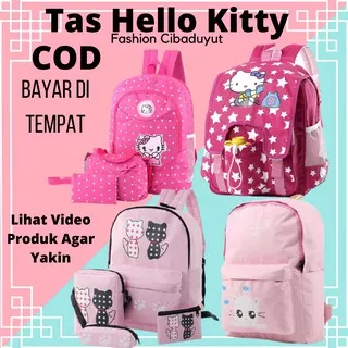 Tas Anak Perempuan Lucu Karakter Hello Kitty Kucing Ransel Sekolah TK SD Pink