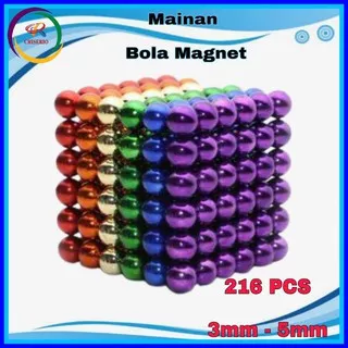 MAINAN EDUKASI ANAK BOLA MAGNET KECIL 216 PCS MINOCOOL MAGNETIC STICK BUCKY BALLS STEEL