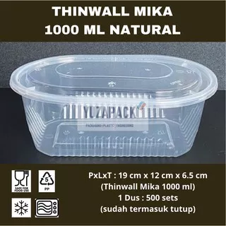 Thinwall Oval 1000 ml Natural Food Container/ Take Away Box Plastics Microwave