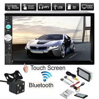 tape mobil head unit double din 2 din mirror link bluetooth 7 inch HD free camera 8 led