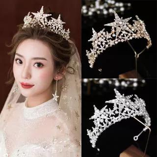 Deartiara Mahkota Crystal Star Tiara Crown for Wedding/Party/Prom