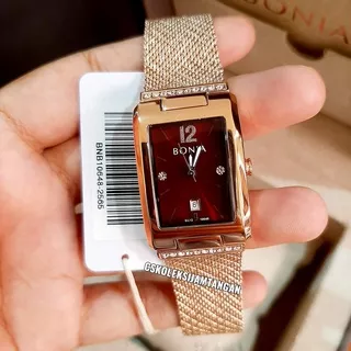 JAM TANGAN WANITA BONIA BNB10648-2565 ROSEGOLD RED ORIGINAL BERGARANSI