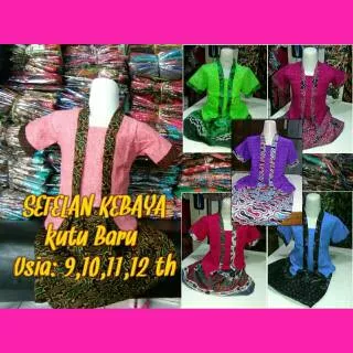 Set Kebaya Kutu Baru Usia 8,9,10,11,12 Tahun