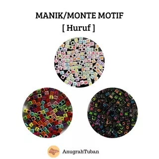 Manik/Mote/Monte Pastel Bervariasi/Berbagai Motif Huruf Import Berkualitas Cantik Unik Bahan Craft DIY Kerajinan Akrilik