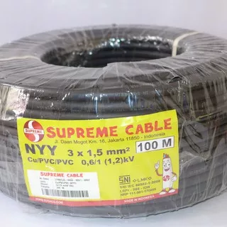 KABEL LISTRIK NYY 3 x 1.5mm / NYY 3X1,5MM SUPREME Roll @100 METER