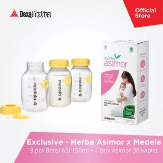 Exclusive - Bundling 3 Medela Botol ASI 150 ml + Herba ASIMOR 30 kaplet