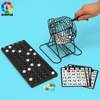 Bingo Set Traditional Bingo Lottery Family Game Set Cage Balls Cards Counters Party Bingo Game