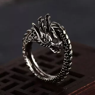 Aksesoris Cincin Pria Naga / Dragon Ring For Men / Cincin Naga Melingkar Keren Gaul Unik Fashionable