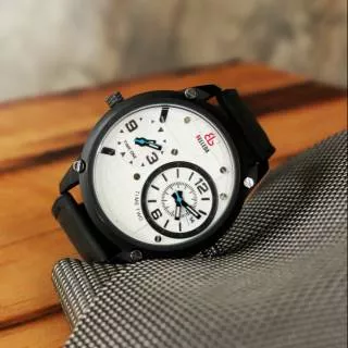 Jam tangan pria Belleda 9067 dual time analog