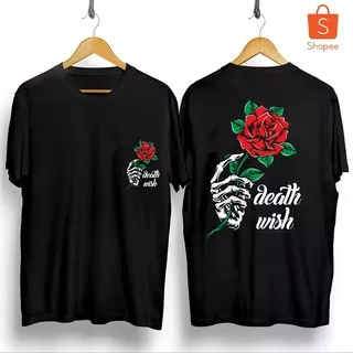 jmhd store Baju Kaos Bunga Mawar Baju Kaos Death Wish Baju Kaos Murah Baju Kaos Trendy Kaos Terlaris
