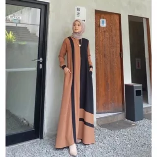 MINA SHANUM DRESS MAXI MOSCREPE MAXY JUMBO KEKINIAN MUSLIMAH S M L XL