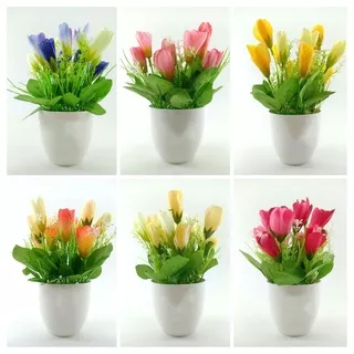 BUNGA TULIP SET POT LOVE BUNGA HIAS RUANGAN BUNGA PAJANGAN BUNGA MEJA BR2202-BT9003L