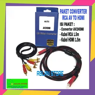 converter AV RCA to HDMI converter Adapter mini Box AV2HDMI with audio Paket AV to HDMI