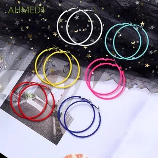 AHMED1 Classic Ear Studs Blue Yellow Green Fashion Accessories Hoop Earrings Diameter 6CM Women Big Circle Wedding Party Sexy Jewelry/Multicolor