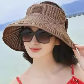 Topi Pantai Golf Lipat Korea Wanita Import Topi Lebar Fashion Wanita