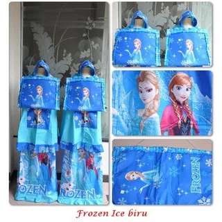 MUKENA ANAK FROZEN ICE BLUE TAS SAJADAH SIZE XS - XXL (2-12TH)