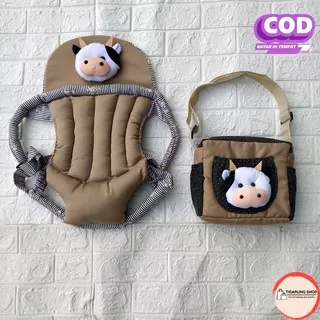 2 in 1 Set Gendongan Depan Duduk dan Tas Perlengkapan Bayi Ukuran Tas Kecil Model Sii Moo