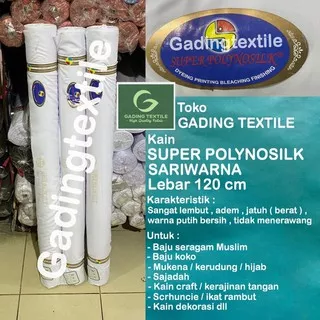 ( per 1 roll ) kain katun putih lembut POLINO SILK POLYNOSILK SARI WARNA rollan lebar 120 cm bahan mukena kerudung krudung hijab jilbab silky baju koko gamis kaftan sajadah sejadah printing sublime sublim ihram ihrom jubah saudi sorban surban