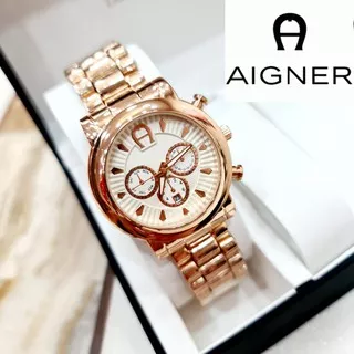 Best Seller !!! Jam Tangan Wanita Aigner Chrono Off MJ60373 Rantai Stainless Free Baterai & Box