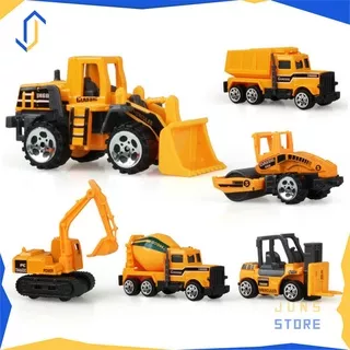 Mainan Alat Berat Anak / Mainan Anak Laki laki / Mainan Mobil-Mobilan Truck Konstruksi / Miniatur Buldoser Stom Excavator Bego Anak 6 PCS - TH735 - Yellow