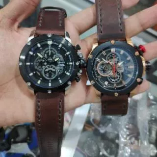 jam tangan alexandre christie 6416 brown gold original