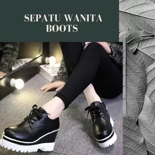 Sepatu Boots Wanita Murah /Boots Wanita TERBARU Sepatu Wanita Boots Wedges murah kekinian hitz I7Q2