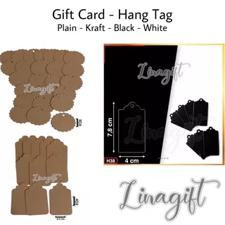 ( Set 5 Pc ) GIFT CARD HANG TAG - PLAIN BROWN PLAIN BLACK KRAFT / KARTU UCAPAN / CLASSIC VINTAGE / GOODIE BAG / HAMPERS / FLORIST / SOUVENIR /  DIY / FLOWERS ELEGANT FANCY