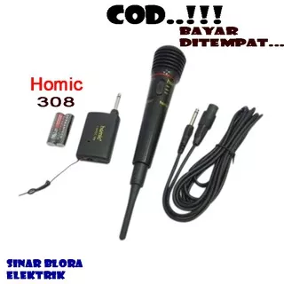 Homic Microphone / Mic Single Wireless HM-308 - Hitam