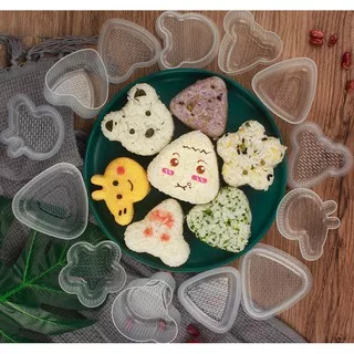 SEGITIGA Cetakan Pencetak Nasi Kepal Nori Onigiri Sushi Jepang Rice Mold Bento Maker Bentuk Bunga Flower Love Hati Heart Beruang Bear Mickey Animal Karakter Kartun