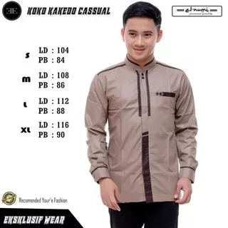 Baju koko pria dewasa koko warna coklat katulistiwa baju koko lengan panjang koko elrumi