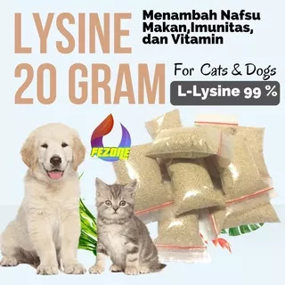 Lysin 20 Gram,Menggemukkan,Vitamin Untuk Bulu, Daya Tahan Tubuh KUCING & ANJING