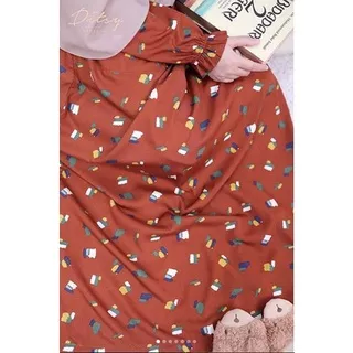 Jastip Ditsy Reject Gamis / Homedress / Nightgown Paint Brown Viorella Teal Viscose Premium Katun Jepang